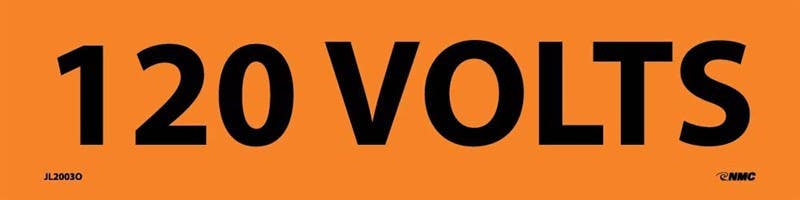 AccuformNMC J2003O 120 Volts Electrical Marker Label, Adhesive Backed Vinyl, 2" x 9", 72/Roll