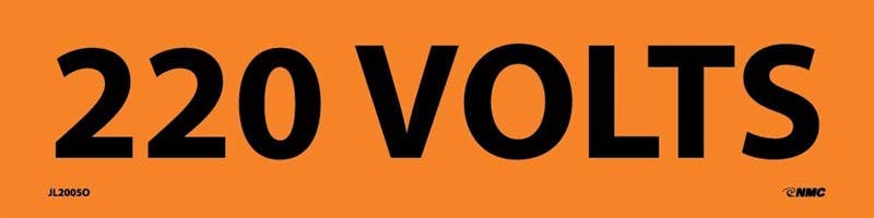 AccuformNMC 2005O 220 Volts Electrical Marker Label, Adhesive Backed Vinyl, 2" x 9", 72/Roll