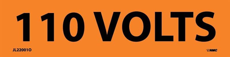 AccuformNMC LELC Voltage Marker, 110 Volts, Adhesive Vinyl