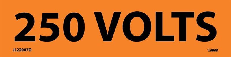 AccuformNMC LELC Voltage Marker, 250 Volts, Adhesive Vinyl