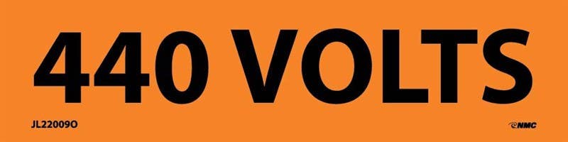 AccuformNMC LELC Voltage Marker, 440 Volts, Adhesive Vinyl