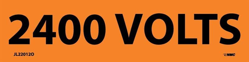 AccuformNMC LELC Voltage Marker, 2400 Volts, Adhesive Vinyl