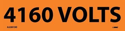 AccuformNMC LELC Voltage Marker, 4160 Volts, Adhesive Vinyl