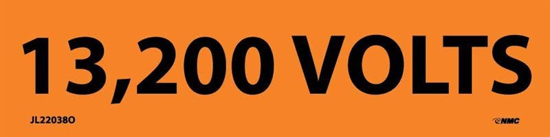 AccuformNMC LELC Voltage Marker, 13200 Volts, Adhesive Vinyl