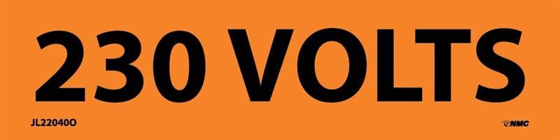 AccuformNMC LELC Voltage Marker, 230 Volts, Adhesive Vinyl