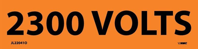 AccuformNMC LELC Voltage Marker, 2300 Volts, Adhesive Vinyl