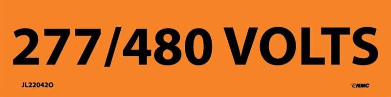 AccuformNMC LELC Voltage Marker, 277/480 Volts, Adhesive Vinyl