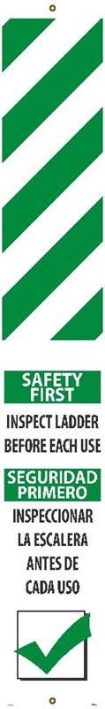 AccuformNMC LLOW3E Safety First Inspect Ladder Before Each Use Banner (Bilingual), 87" x 13"