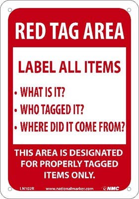AccuformNMC LN102 Red Tag Area Sign