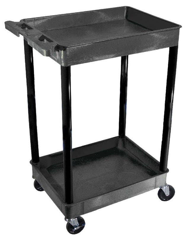 AccuformNMC LN113 Large Cart, 2 Shelf, Casters, Black, 24" x 32" x 37.5", 300lb Capacity, Plastic