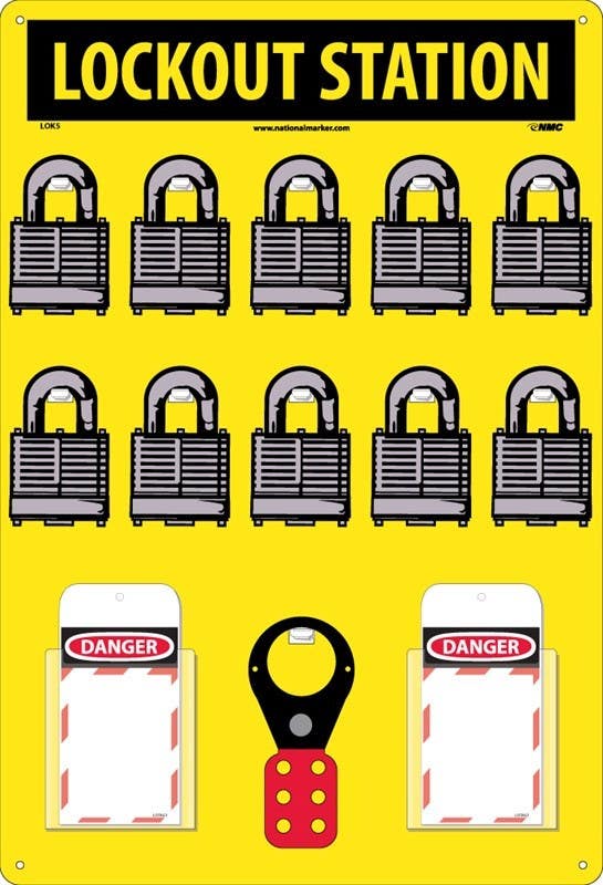 AccuformNMC KST410 Lockout Center Aluminum Hanger Boards, 12-Padlock Board, 15" x 22"