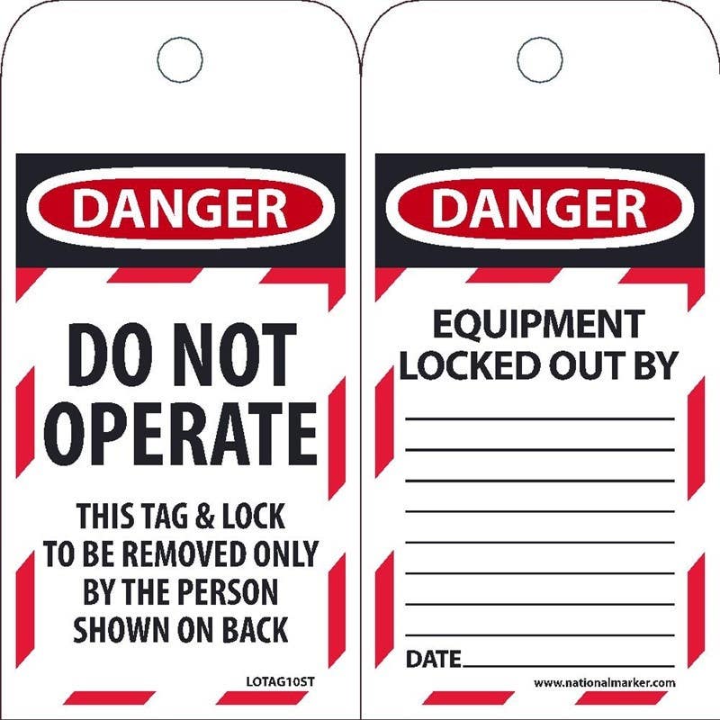 AccuformNMC LOTAG10ST Danger, Do Not Operate Tag, 6" x 3", Synthetic Paper, 25/Pk (Hole)