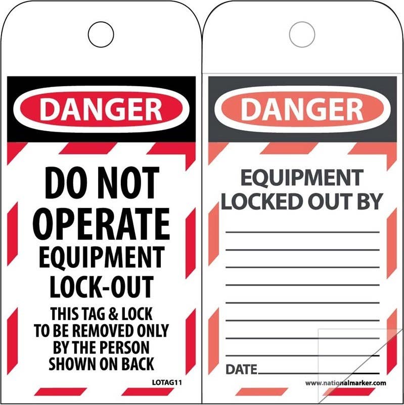 AccuformNMC LOTAG11SL150 Danger, Do Not Operate Equipment Lock-Out...Self Laminating Tags, 6" x 3", Polytag, 150/Box