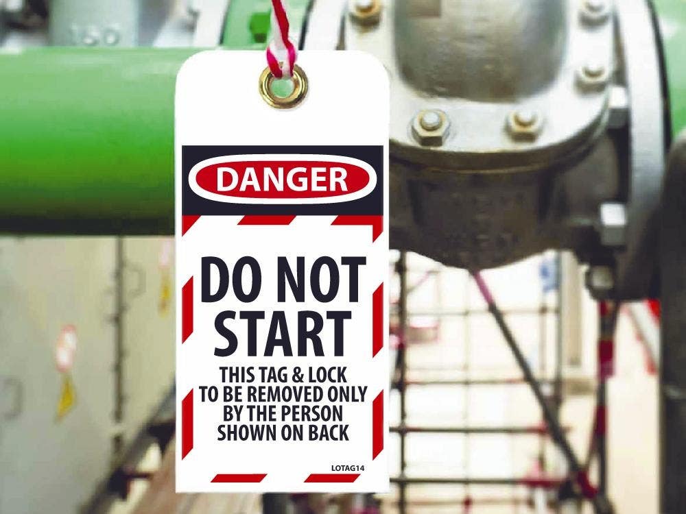 AccuformNMC MLT403 OSHA Danger Lockout Tag, Do Not Start, 5-5/8" H x 3-1/16" W, 5/Pk