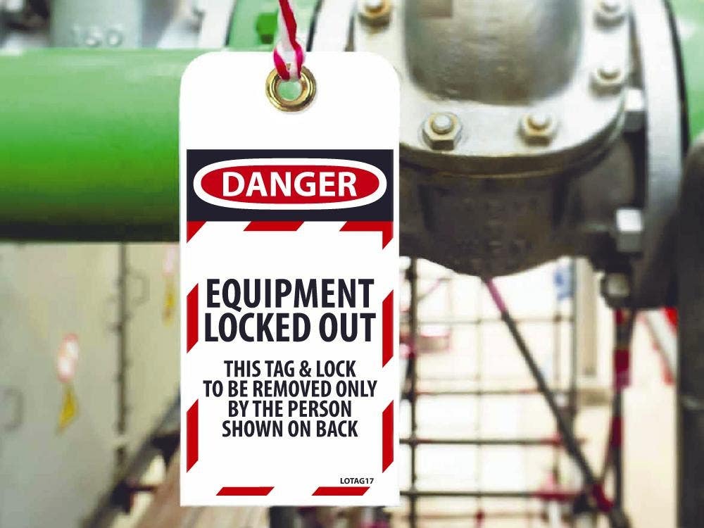 AccuformNMC LOTAG17 Danger, Equipment Locked Out...Tag, 6" x 3", Unrippable Vinyl, 10/Pk