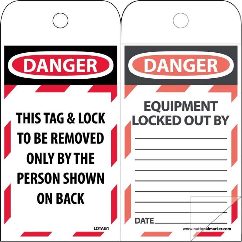 AccuformNMC LOTAG1SL150 Danger, This Tag & Lock To Be Removed Only...Self Laminating Tag, 6" x 3", Polytag, 150/Box