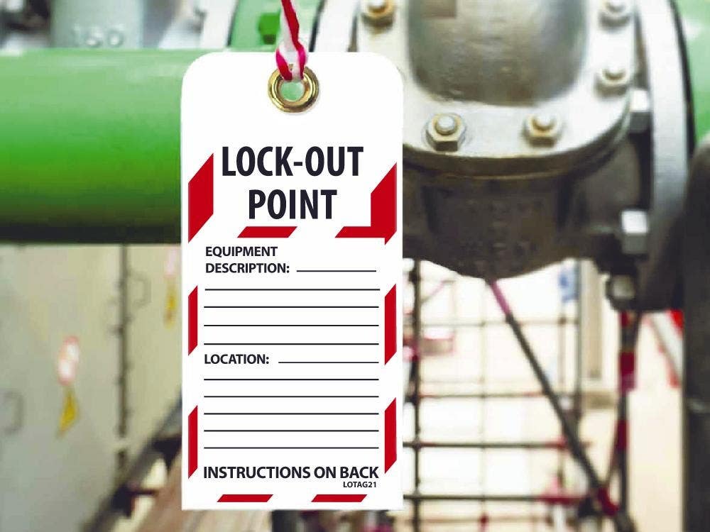 AccuformNMC LOTAG21 Lockout Point...Tag, 6" x 3", Unrippable Vinyl, 10/Pk