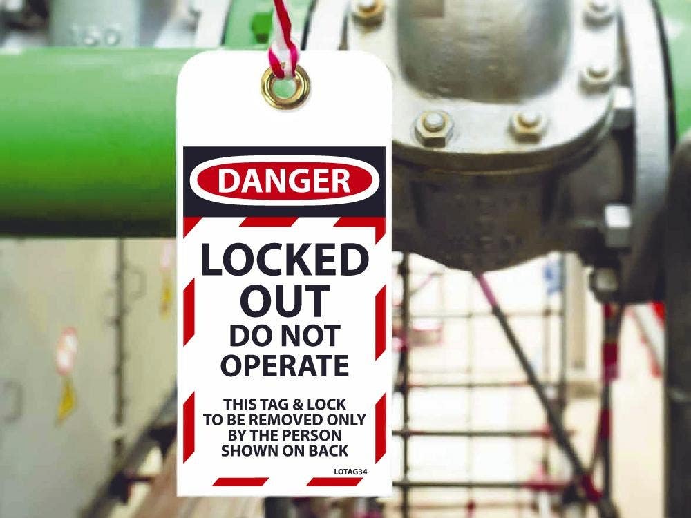 AccuformNMC MLT407 OSHA Danger Safety Tags, Locked Out, Do Not Operate, 5-5/8" H x 3-1/16" W, 5/Pk