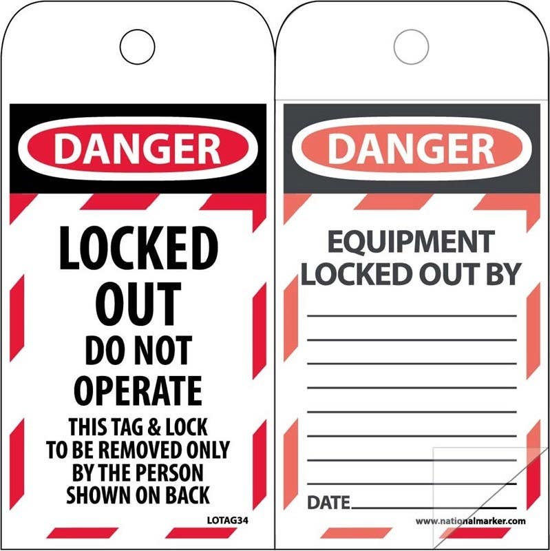 AccuformNMC LOTAG34SL150 Danger, Locked Out Do Not Operate Self Laminating Tag, 6" x 3", Polytag, 150/Box