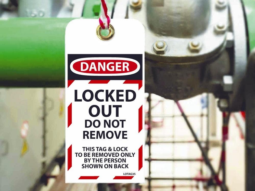AccuformNMC MLT418 OSHA Danger Lockout Tag, Locked Out, Do Not Remove, 5-5/8" H x 3-1/16" W, 5/Pk