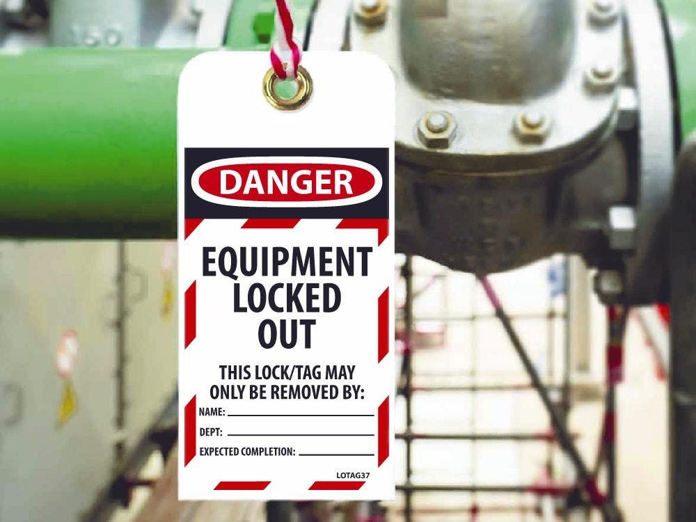 AccuformNMC MLT410 OSHA Danger Lockout Tag, Equipment Locked Out, 5-5/8" H x 3-1/16" W, 5/Pk