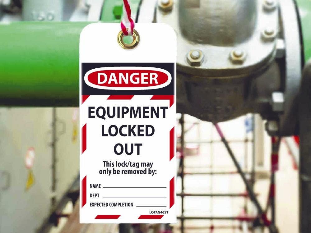 AccuformNMC TAR410 OSHA Danger Tags By-The-Roll, Equipment Locked Out, English, PF-Cardstock, 100/Roll