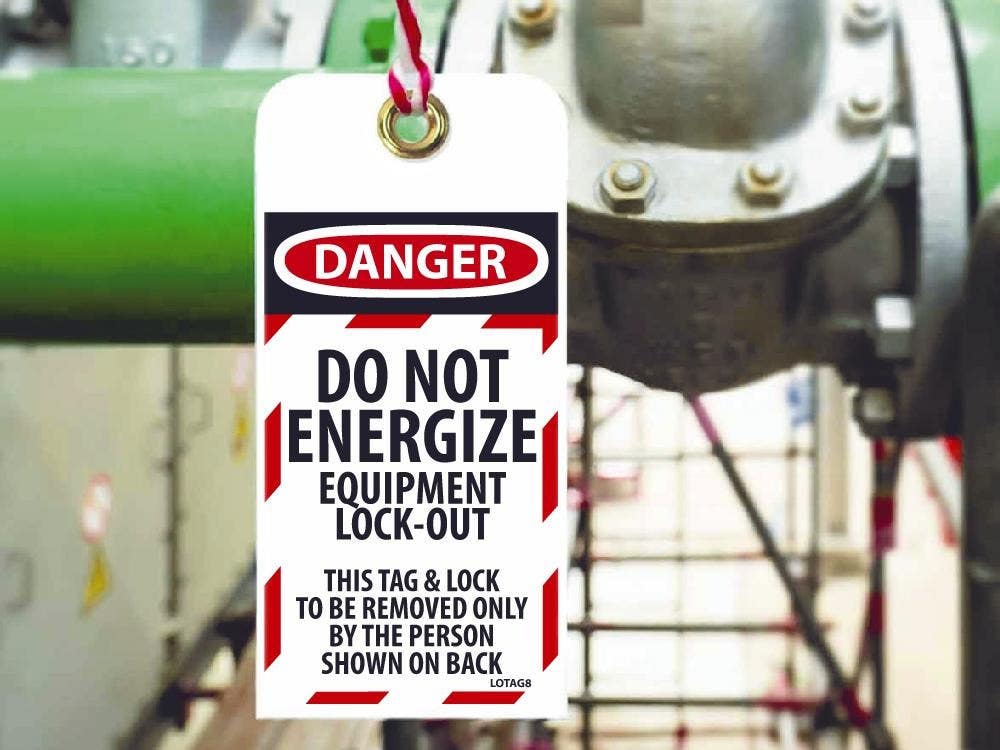 AccuformNMC LOTAG8 Danger, Do Not Energize...Tag, 6" x 3", Unrippable Vinyl, 10/Pk