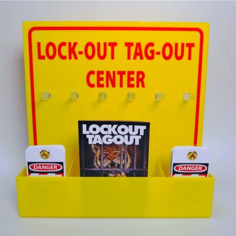 AccuformNMC LOTO3ECONOMY Lock-Out Tag-Out Center, 16" x 16", Yellow Acrylic