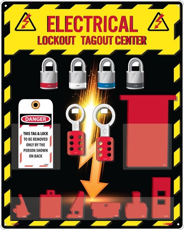 AccuformNMC LOTO5 Lock-Out Tag-Out Electrical Center, 20" x 16", Acrylic