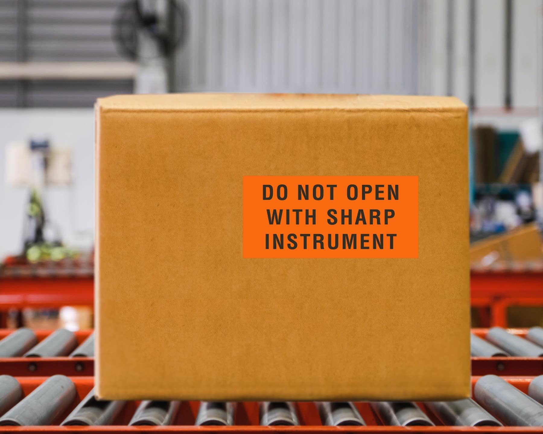 AccuformNMC LR03AL Do Not Open With Sharp Instrument Label, 2" x 4.25", PS Paper, 500/Roll