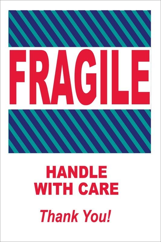 AccuformNMC MPC103 International Shipping Labels, Fragile, Handle With Care, Adhesive Coated Paper, 6" x 4", 500/Roll