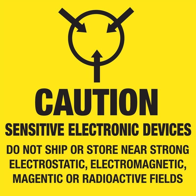 AccuformNMC LR16AL Caution, Sensitive Electronic Devices...Label, Shipping & Packing, 4" x 4", PS Paper, 500/Roll