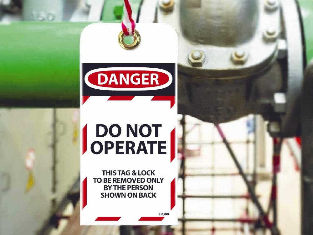 AccuformNMC LR300 Danger, Do Not Operate RFID Tag, 6" x 3", Unrippable Vinyl, w/Grommet, 10/Pk