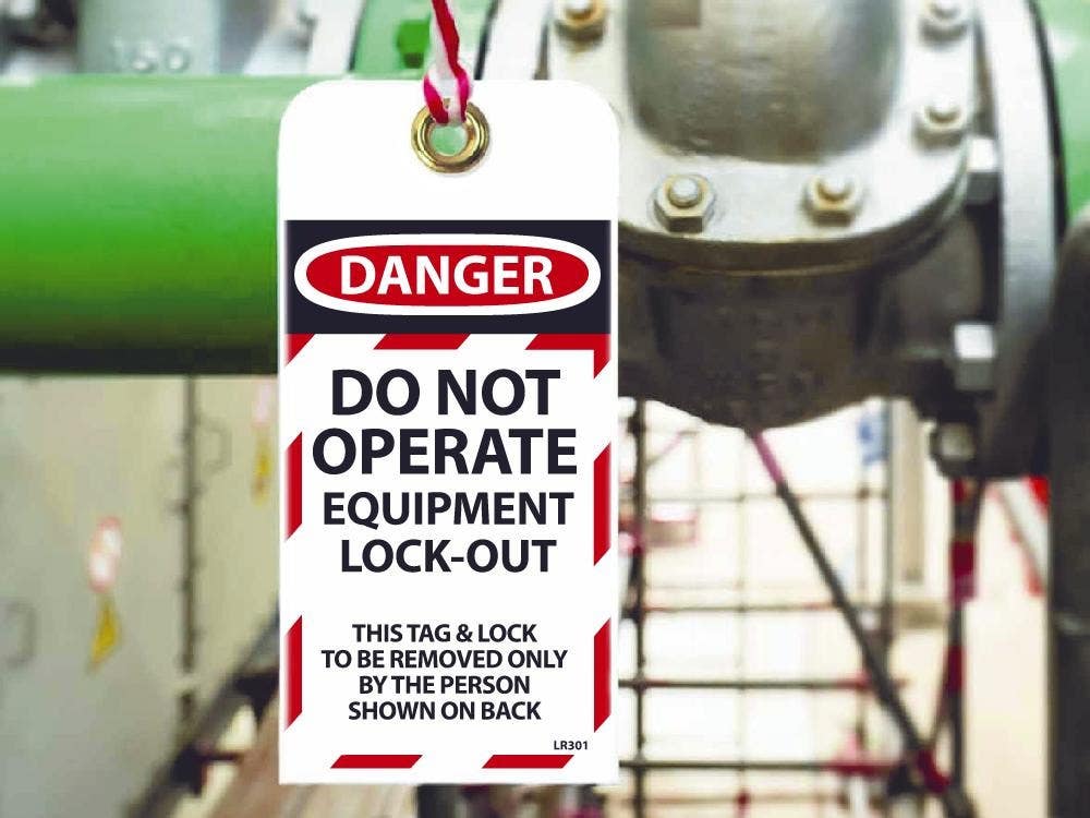 AccuformNMC LR301 Danger, Do Not Operate Equipment Lock-Out RFID Tag, 6" x 3", Unrippable Vinyl, w/ Grommet, 10/Pk