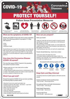 AccuformNMC M0141 Covid-19 Protect Yourself Sign, 14" x 10"