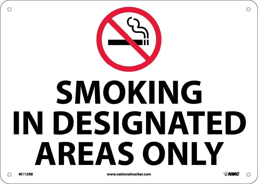 AccuformNMC MSMK557 Smoking Control Sign, Smoking Prohibited, Except In Designated Areas, 10" x 14"