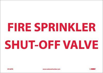 AccuformNMC MSPK509 Fire Safety Sign, Fire Sprinkler Shut-Off Valve, 10" x 14"