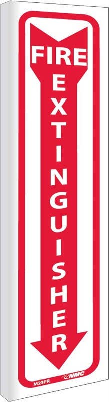 AccuformNMC M23FA Fire Extinguisher Sign (DBL Faced Flanged), Standard Aluminum, 18" x 4"