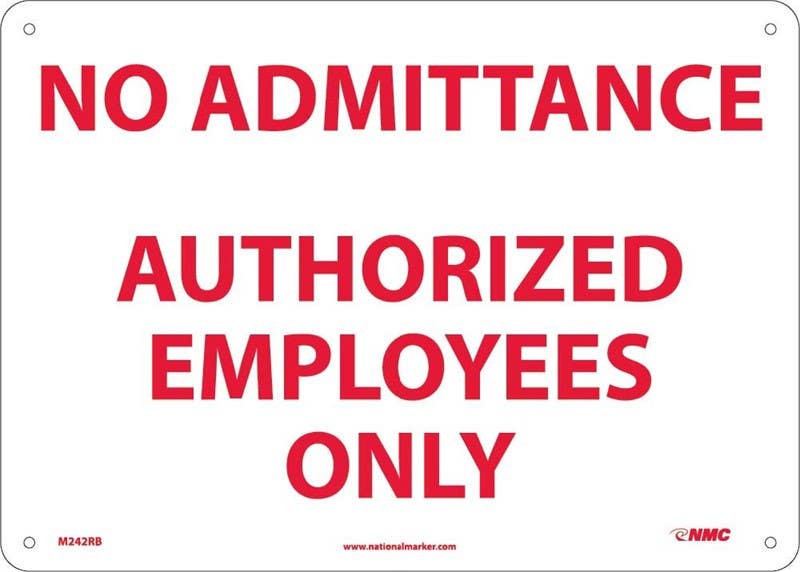 AccuformNMC MAD Restricted Area Safety Sign, Authorized Employees Only