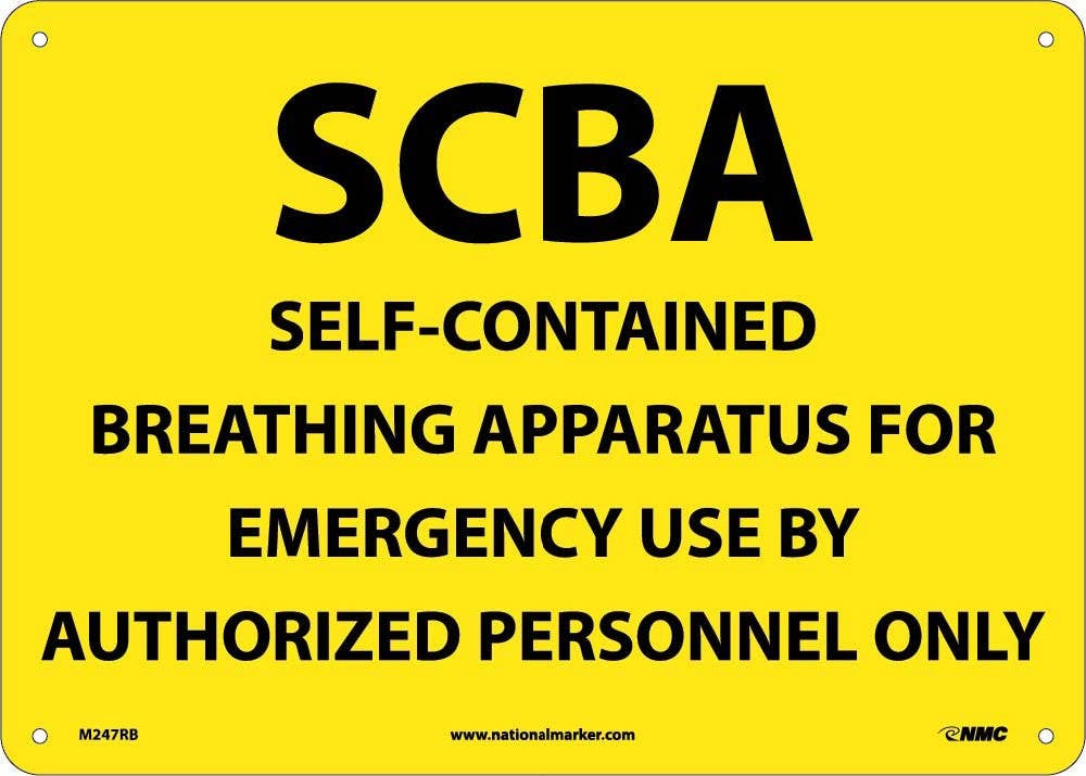 AccuformNMC M247 SCBA Self Contained Breathing Apparatus...Sign, 10" x 14"