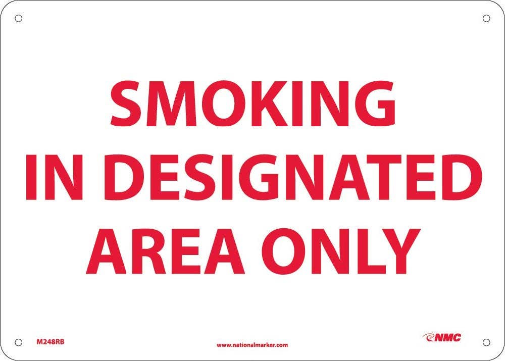 AccuformNMC MSMK Safety Sign, Smoking In Designated Areas Only
