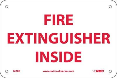 AccuformNMC M28P8 Fire Extinguisher Inside Sign, Adhesive Backed Vinyl, 6" H x 9" W