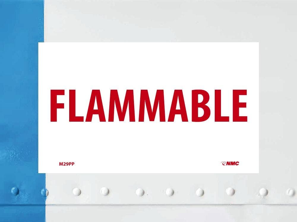 AccuformNMC M29PP Flammable Sign, 3" x 5", Adhesive Backed Vinyl
