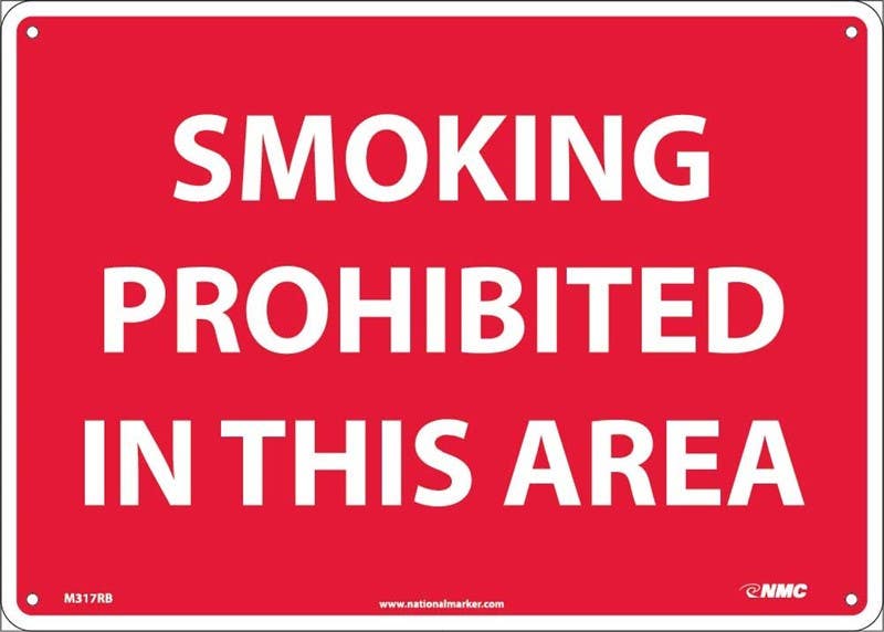 AccuformNMC MSMK553 Smoking Control Sign, Smoking Prohibited In This Area, 10" x 14"
