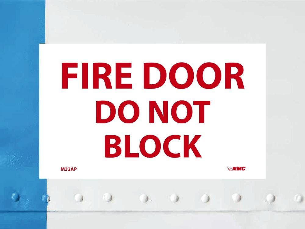 AccuformNMC M32AP Fire Door Do Not Block Sign, 3" x 5", Adhesive Backed Vinyl, 5/Pk