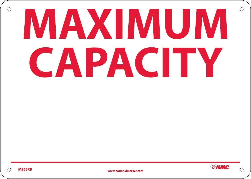 AccuformNMC MCAP503 Safety Sign, Maximum Capacity, 10" x 14"