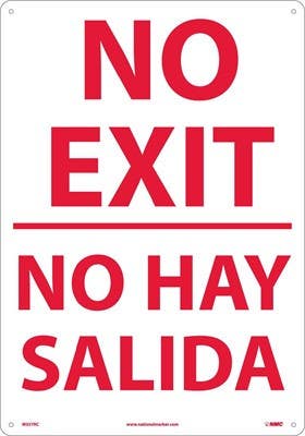 AccuformNMC SBMADC529 Bilingual Safety Sign, No Exit/No Hay Salida, 14" x 10"