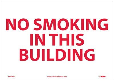 AccuformNMC MSMK975 Smoking Control Sign, No Smoking In This Building , 10" x 14"