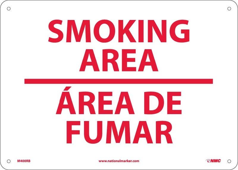 AccuformNMC M400 Smoking Area Sign (Bilingual), 10" x 14"