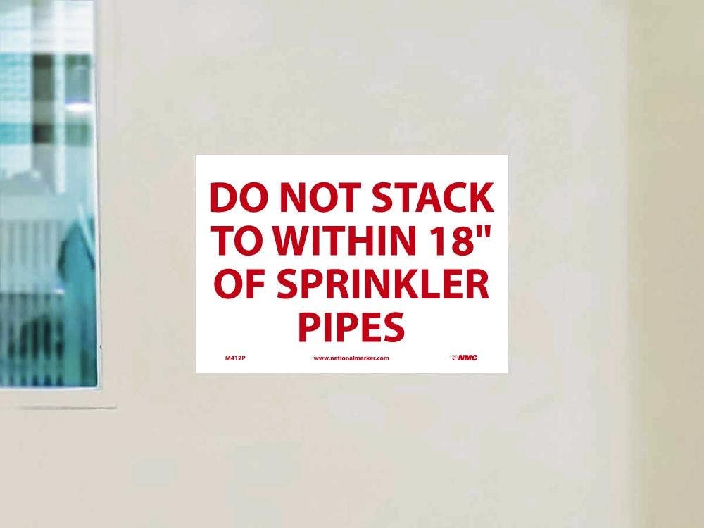 AccuformNMC MFXG Fire Safety Sign, All Storage Must Be 18 Inches Below Sprinklers